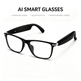 AI Smart Glasses with Open-Ear Audio, Bluetooth 5.6 & Photochromic Lenses